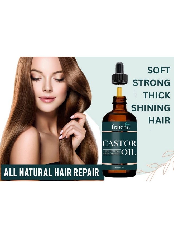 Live Fraiche - Castor Oil (4Oz) + Filled Mascara Tube Usda Certified Organic 100% Pure Cold Pressed Hexane Free By Live Fraiche. Stimulate Growth For Eyelashes Eyebrows Hair. Lash Growth Serum. Brow Treatment - Image 1