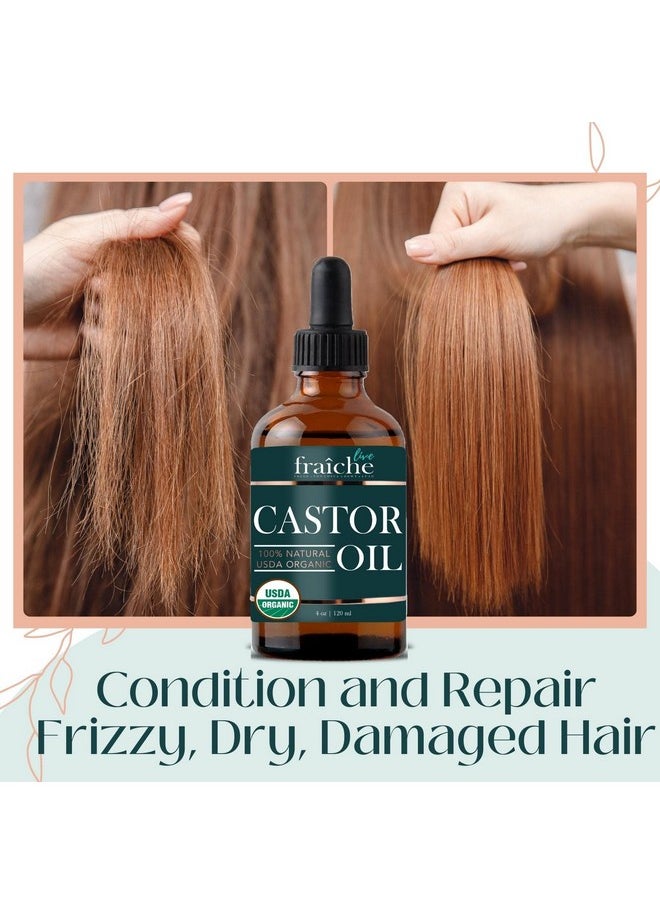 Live Fraiche - Castor Oil (4Oz) + Filled Mascara Tube Usda Certified Organic 100% Pure Cold Pressed Hexane Free By Live Fraiche. Stimulate Growth For Eyelashes Eyebrows Hair. Lash Growth Serum. Brow Treatment - Image 1