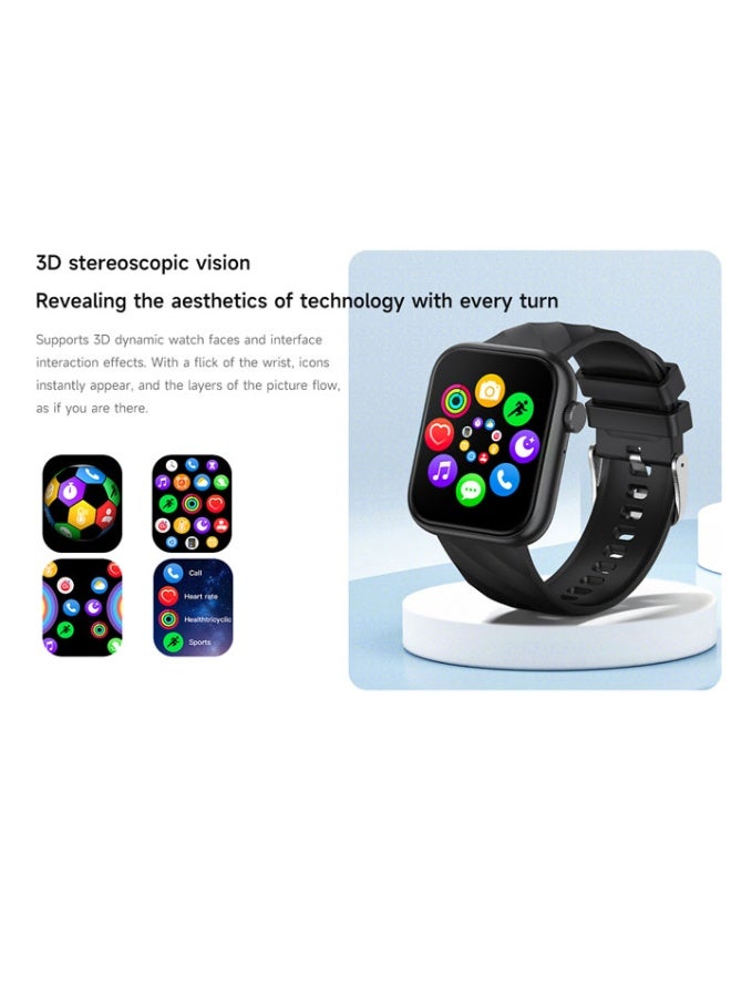 ساعة ذكية تصميم الحد الأدنى تجربة ذكية 1.83 "شاشة تعمل باللمس مربعة| مكالمة بلوتوث| IP68 للماء| وضع الحركة المتعددة| معلومات في الوقت الحقيقي دفع بطارية 220mAh| مساعد صوتي - Image 2