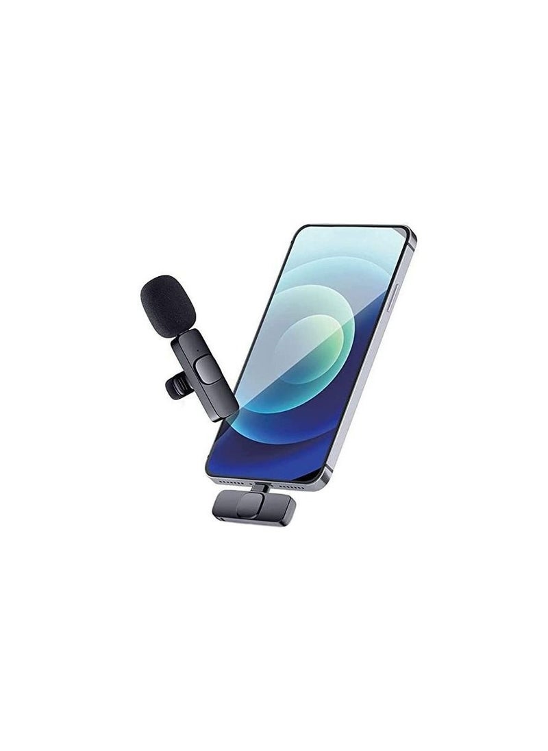 Generic K8 Wireless Microphone, Digital Mini Portable Recording Clip Mic with Receiver for All Type-C Mobile Phones - Black  - Image 3