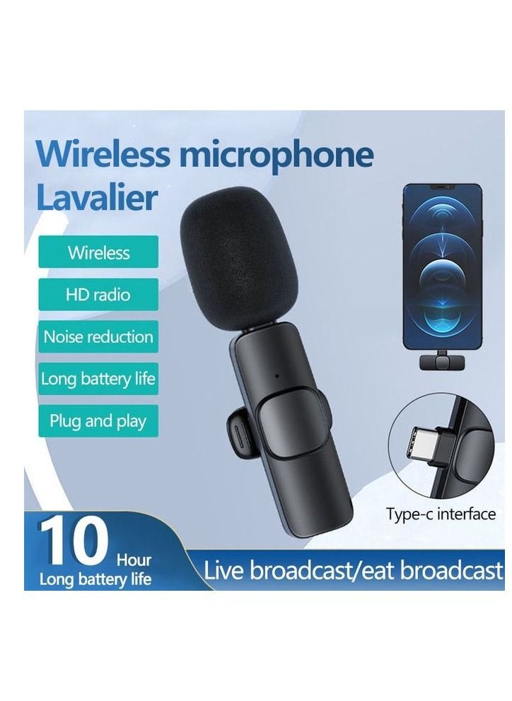 Generic K8 Wireless Microphone, Digital Mini Portable Recording Clip Mic with Receiver for All Type-C Mobile Phones - Black  - Image 5