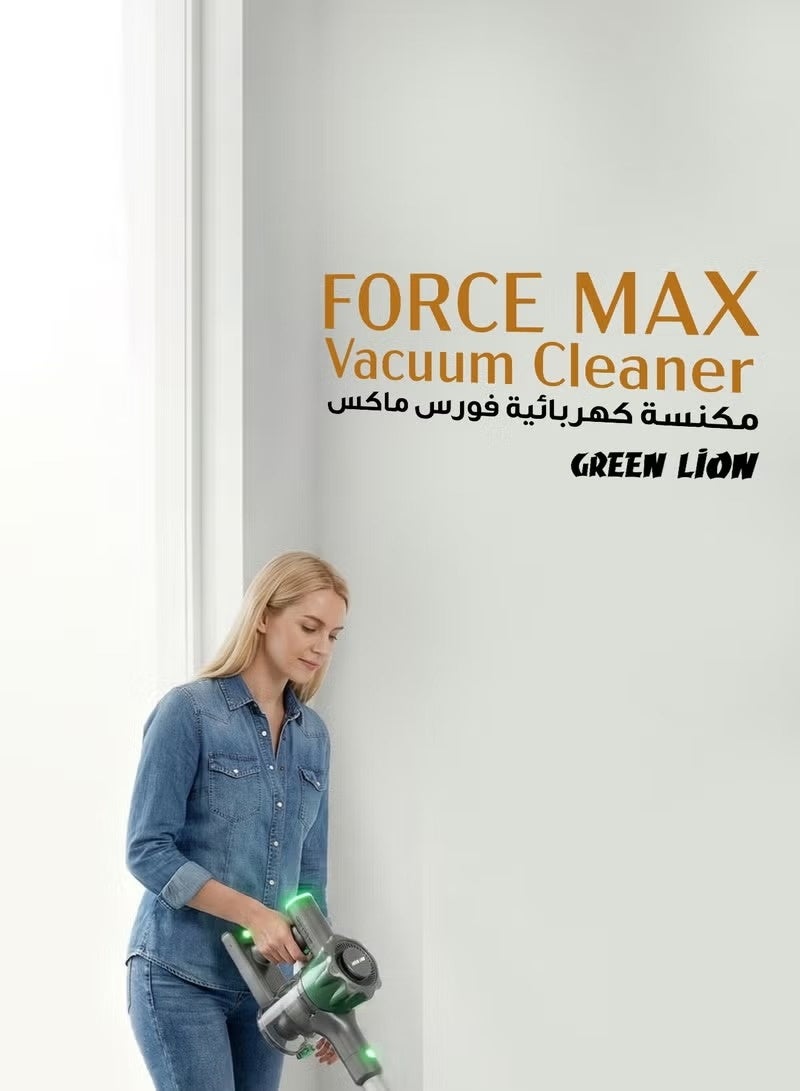 جرين ليون مكنسة كهربائية لاسلكية خفيفة الوزن، تعمل لمدة 45 دقيقة، مزودة بفلتر HEPA، منخفضة الضوضاء، 3 مستويات سرعة، شاشة عرض رقمية، ضغط عالٍ 12 كيلو باسكال، أداة تنظيف المفروشات، فرشاة أرضية بإضاءة LED - رمادي - Image 2