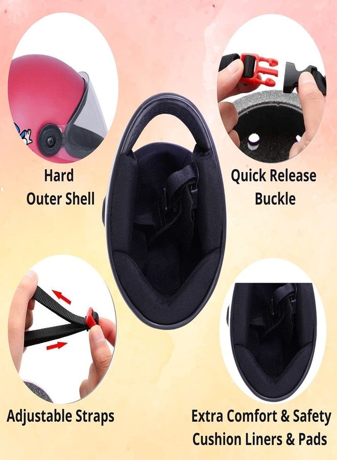 سايج سكوير خوذة وجه كاملة قابلة للتعديل من Sage Square بتصميم كرتوني للأطفال الرضع (من 3 إلى 12 سنة) (لون وردي مطفي) (غير مزودة بمحرك) - Image 4