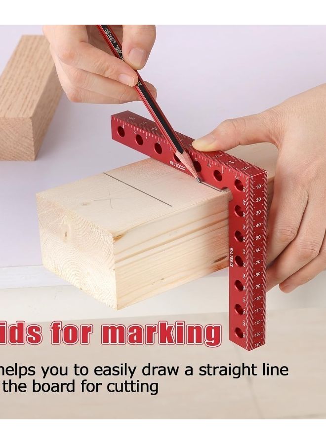 1 قطعة مشبك زاوية قائمة مقاس 5.5 بوصة من سبائك الألومنيوم متين مع صندوق تموضع 90 درجة ومسامير قابلة للتعديل حمراء لأعمال النجارة وإطارات الصور - Image 5