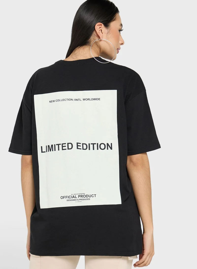 boohoo Back Print Knitted T-Shirt