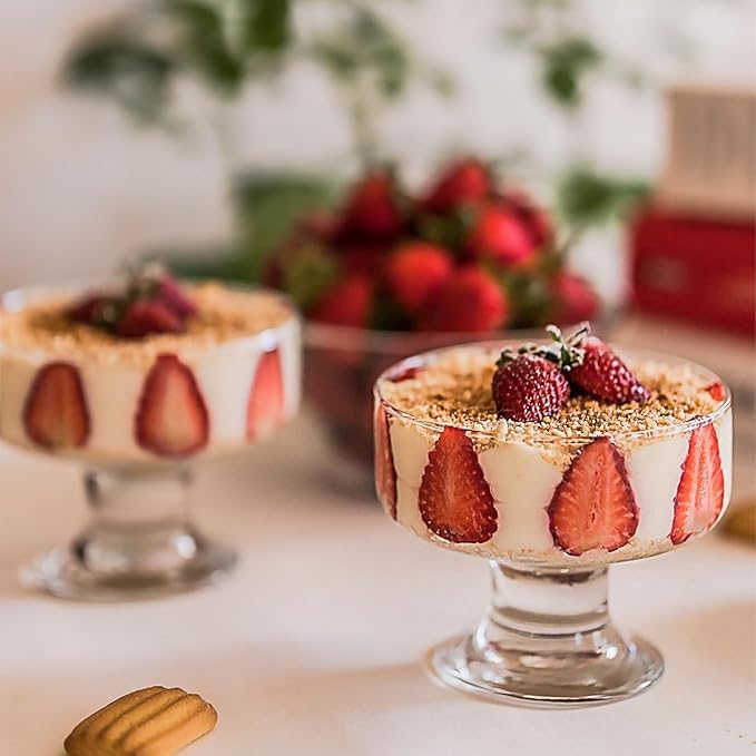 vulrian Crystal Glass Ice Cream Cups Set of 6 Pieces 190ML Premium Glass Ice Cream Bowls for Home Multiuses Serving Bowl for Chocolate falooda Sweet friuts Salad Dessert Cup - Image 3