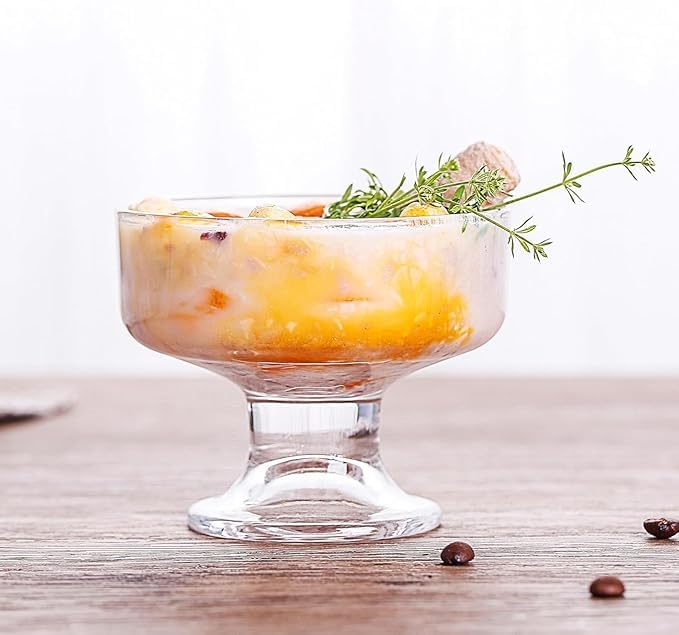 vulrian Crystal Glass Ice Cream Cups Set of 6 Pieces 190ML Premium Glass Ice Cream Bowls for Home Multiuses Serving Bowl for Chocolate falooda Sweet friuts Salad Dessert Cup - Image 1