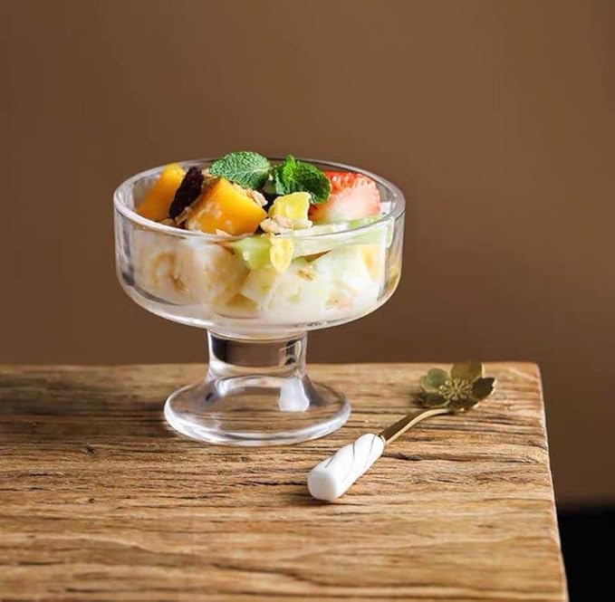 vulrian Crystal Glass Ice Cream Cups Set of 6 Pieces 190ML Premium Glass Ice Cream Bowls for Home Multiuses Serving Bowl for Chocolate falooda Sweet friuts Salad Dessert Cup - Image 5