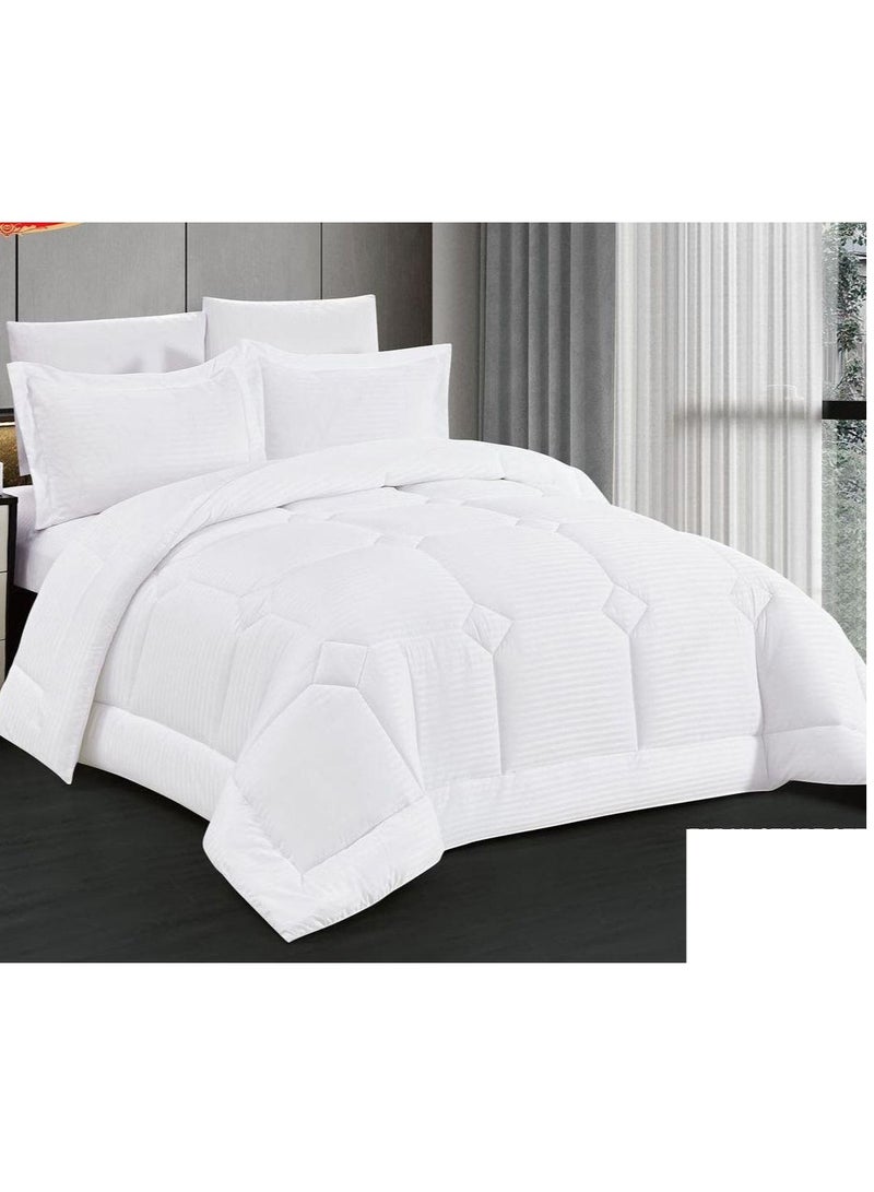 Hotel Quality 6in1 Cotton Plain Colored Bedsheet With Stripes King Size white
