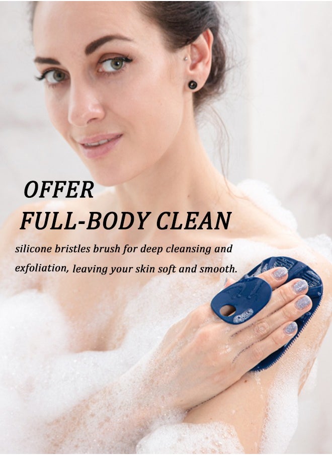 HieerBus - Silicone Body Scrubber Shower Bath Body Brush for Men Women,1 Pack,Dark Blue - Image 1