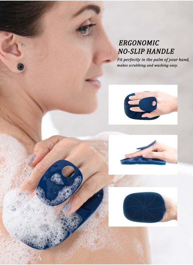 HieerBus - Silicone Body Scrubber Shower Bath Body Brush for Men Women,1 Pack,Dark Blue - Image 1