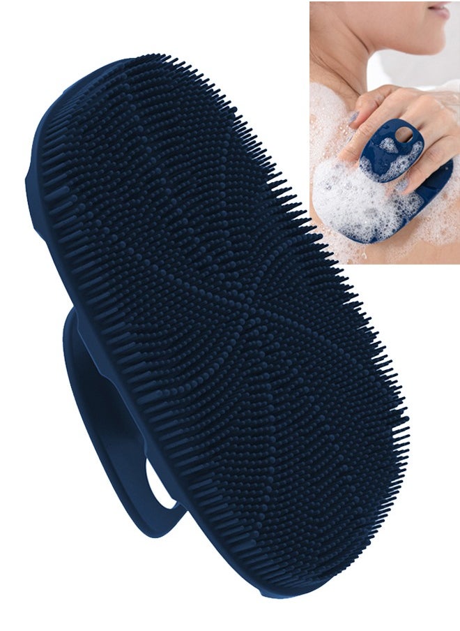 HieerBus - Silicone Body Scrubber Shower Bath Body Brush for Men Women,1 Pack,Dark Blue - Image 1