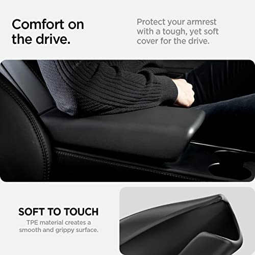 Spigen Center Console Non-Slip Armrest Cover Designed for Tesla Model 3 & Y 2025/2024/2023 with EZ Snap On Install [Not Compatible with New Model Y 2025 Refresh & Model 3 2025/2024 Refresh] - Black - Image 5