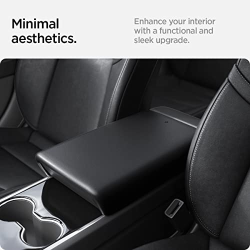 Spigen Center Console Non-Slip Armrest Cover Designed for Tesla Model 3 & Y 2025/2024/2023 with EZ Snap On Install [Not Compatible with New Model Y 2025 Refresh & Model 3 2025/2024 Refresh] - Black - Image 3