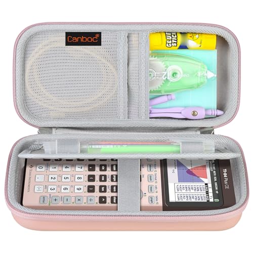 Canboc Carrying Case for Texas Instruments Ti-84 Plus CE/Ti-84 Plus/TI-83 Plus Color Graphing Calculator, Mesh Bag fit Cables, Manual, Rose Gold - Image 1