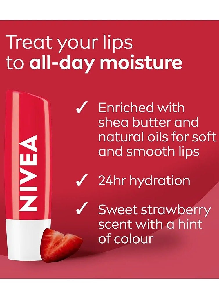 NIVEA Lip Care Strawberry Shine Lip Balm, 4.8g - Image 2