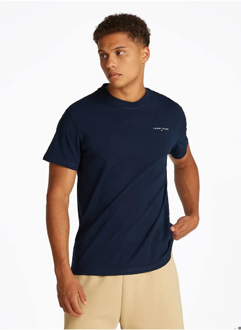 TOMMY JEANS Men's Logo Slim T-Shirt - Cotton, Blue