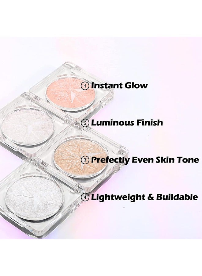 Maxfine Erinde Pearl White Shimmer Glitter Highlighter Highlight Makeup Contour Powder, Silver Face Illuminator Highlighter, Highlighter Makeup iluminadores Illuminator for Face Body Cheek #G01 Moonlight Gravel  - Image 4