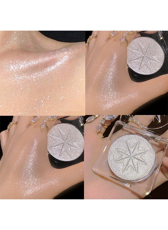 Maxfine Erinde Pearl White Shimmer Glitter Highlighter Highlight Makeup Contour Powder, Silver Face Illuminator Highlighter, Highlighter Makeup iluminadores Illuminator for Face Body Cheek #G01 Moonlight Gravel  - Image 2