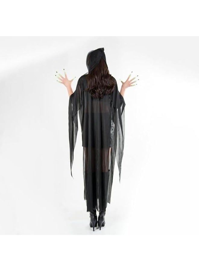 Brain Giggles Halloween Black cape with Hooded Cape - Adult/Kids Unisex Halloween Cape Costume – Halloween Cosplay Costume - Image 4