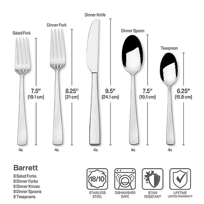 Mikasa Barrett 18.10 45 Piece Stainless Steel Cutlery Set, Service For 8 - Image 3