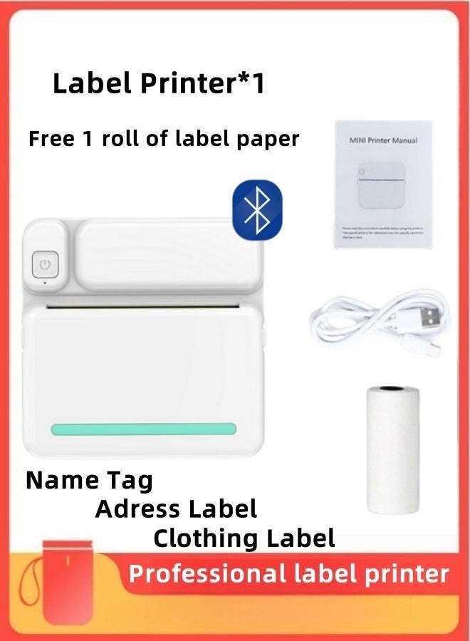 Angola Panda Label Maker Machine with Tape Barcode Label Printer Mini Portable Bluetooth Thermal Labeler for Address Clothing Jewelry Retail Barcode Small (White 1 Roll Label)  - Image 1