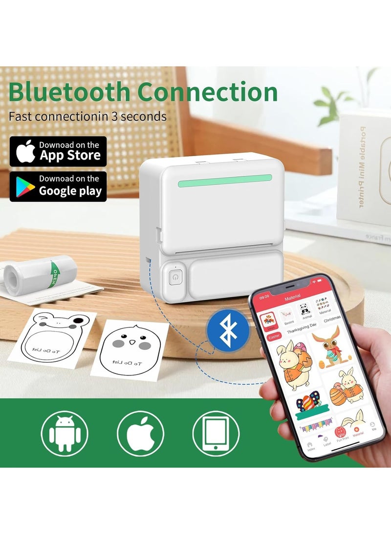 Angola Panda Label Maker Machine with Tape Barcode Label Printer Mini Portable Bluetooth Thermal Labeler for Address Clothing Jewelry Retail Barcode Small (White 1 Roll Label)  - Image 4