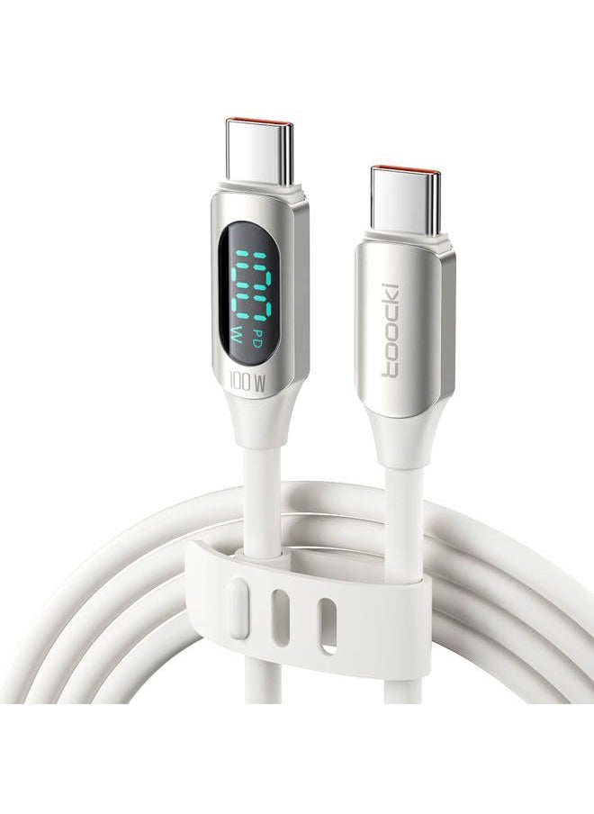 toocki 6.6FT 100W USB C Cable 6FT USB C to USB C Cable PD Fast Charging Silicone Type-C Cable with LED Display for MacBook Pro 13 16 MacBook Air 13 15  - Image 1