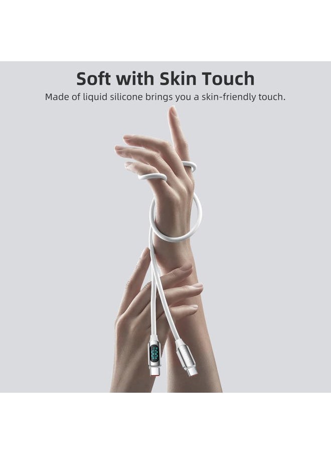 toocki 6.6FT 100W USB C Cable 6FT USB C to USB C Cable PD Fast Charging Silicone Type-C Cable with LED Display for MacBook Pro 13 16 MacBook Air 13 15  - Image 5