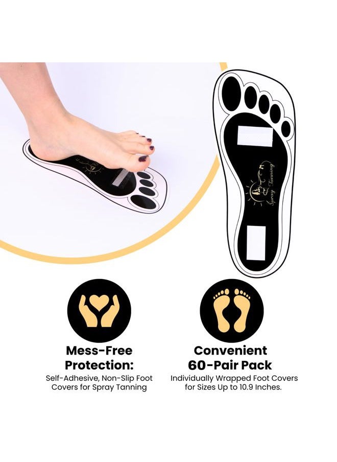 HeeStar - 60 Pairs(120 Feets) Disposable Black Tanning Feet Pads Sunless Airbrush Spray Tent Protect Foot Shaped Spray Tan Sandals - Image 1