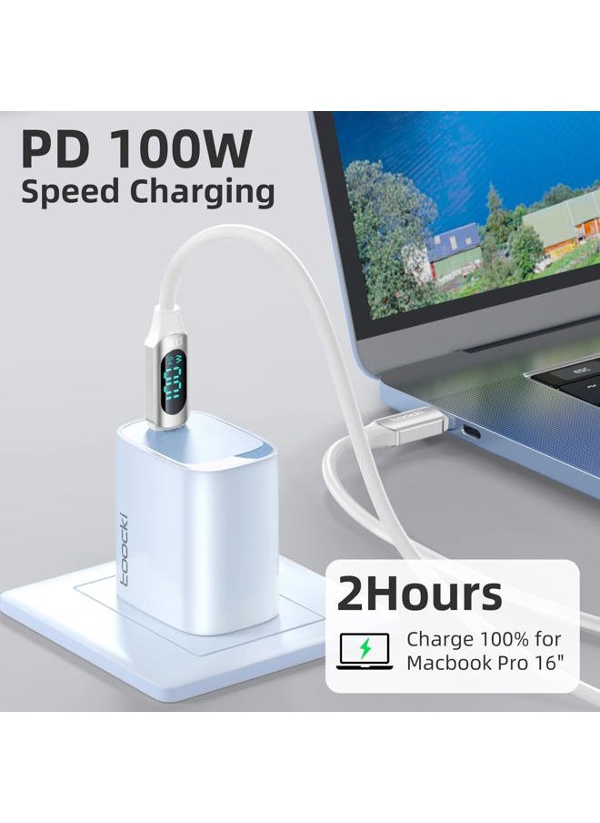 toocki 6.6FT 100W USB C Cable 6FT USB C to USB C Cable PD Fast Charging Silicone Type-C Cable with LED Display for MacBook Pro 13 16 MacBook Air 13 15  - Image 2
