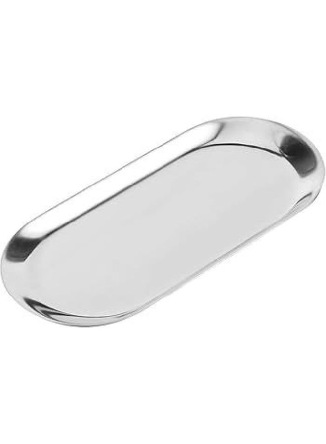 صينية تقديم مصنوعة من الستانلس ستيل بلون فضي أنيق – مكونة من ثلاث قطع - Image 4