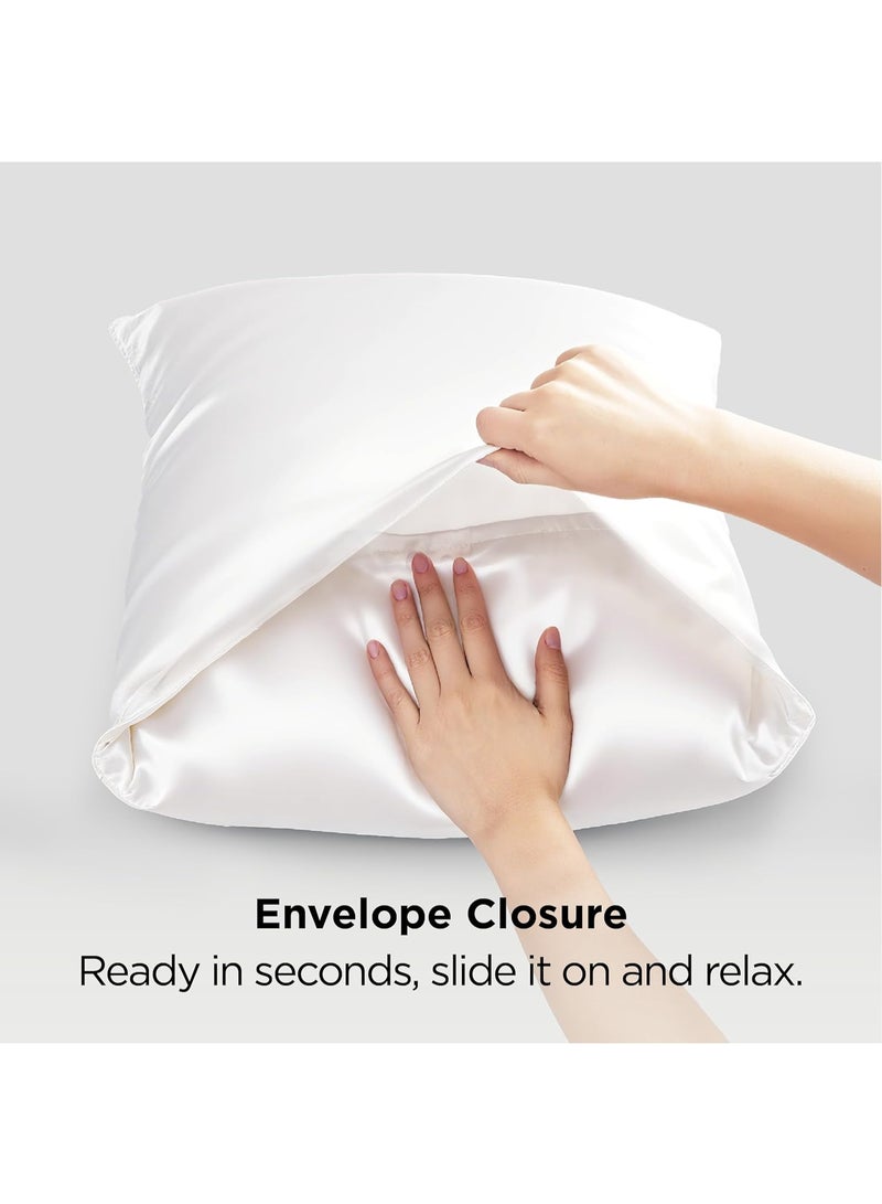 2-Pack Luxurious Mulberry Silk Pillowcases, 25 Momme Satin Weave, Hypoallergenic Solid Color Envelope Closure, Hand Wash Only, Designed for Hair and Skin,120-140gsm - Image 5