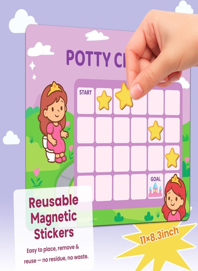 HAJOROM Potty Training Chart for Toddlers -Magnetic Potty Chart Reusable Reward System - Includes Steps, Achievements & Reusable Magnets Stickers- Ideal for Ages 1.5-5 Boys & Girls (Princess) - Image 2
