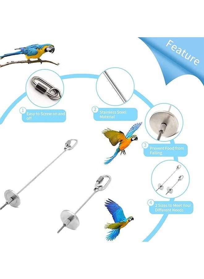 YJ Bird Food Holder Bird Feeder Toy Stainless Steel Parrot Fruit Vegetable Stick Holder - Image 4