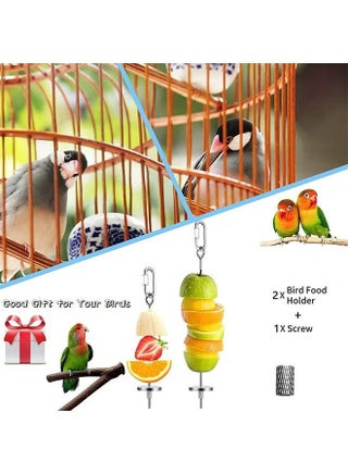 Bird Food Holder Bird Feeder Toy Stainless Steel Parrot Fruit Vegetable Stick Holder - view 5