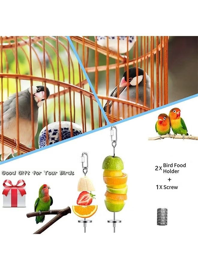 YJ Bird Food Holder Bird Feeder Toy Stainless Steel Parrot Fruit Vegetable Stick Holder - Image 5