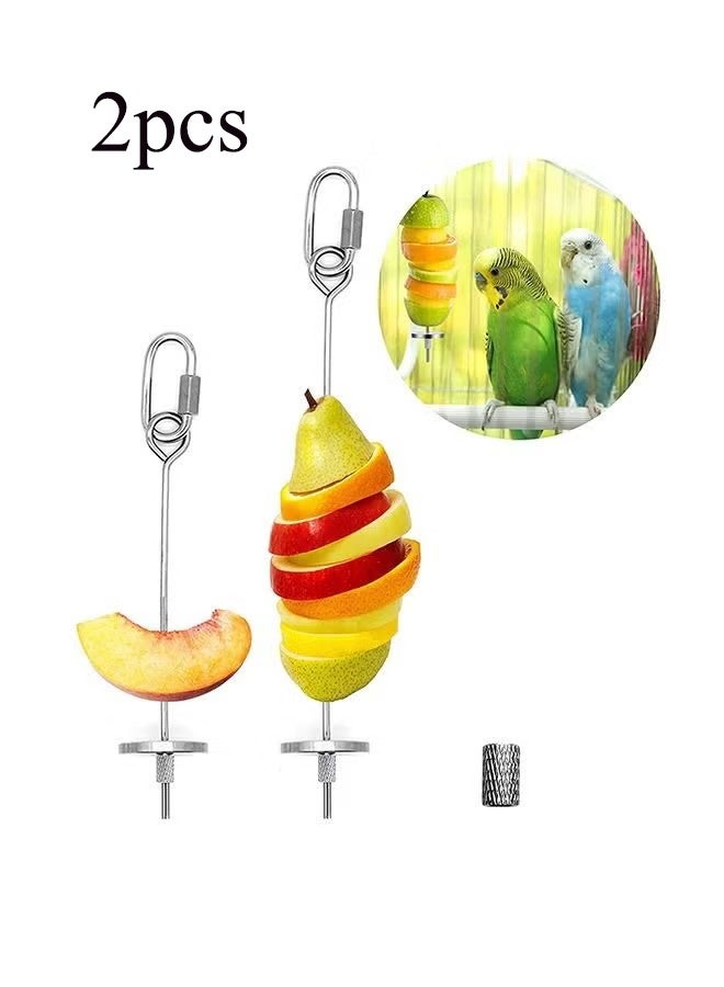 YJ Bird Food Holder Bird Feeder Toy Stainless Steel Parrot Fruit Vegetable Stick Holder - Image 1