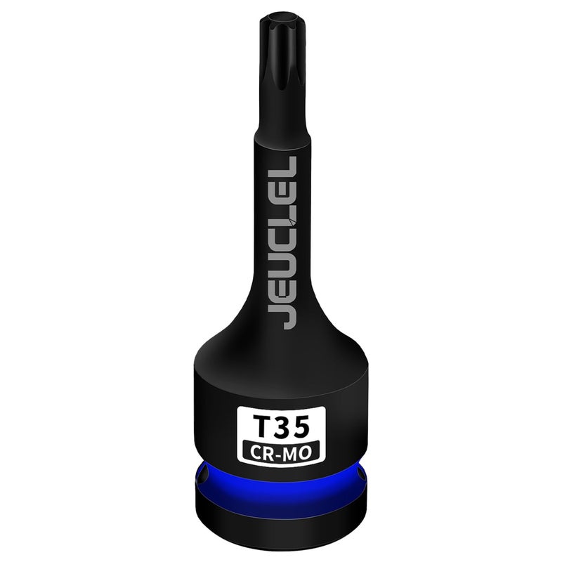 JEUCLEL T35 Torx Bit Socket 12 Drive Torx Star 6 Point Impact Bit Socket 3Inch CrMo Steel Screwdriver Adapter for Electric Ratchet Wrenches Fastening Screws Hand Repair