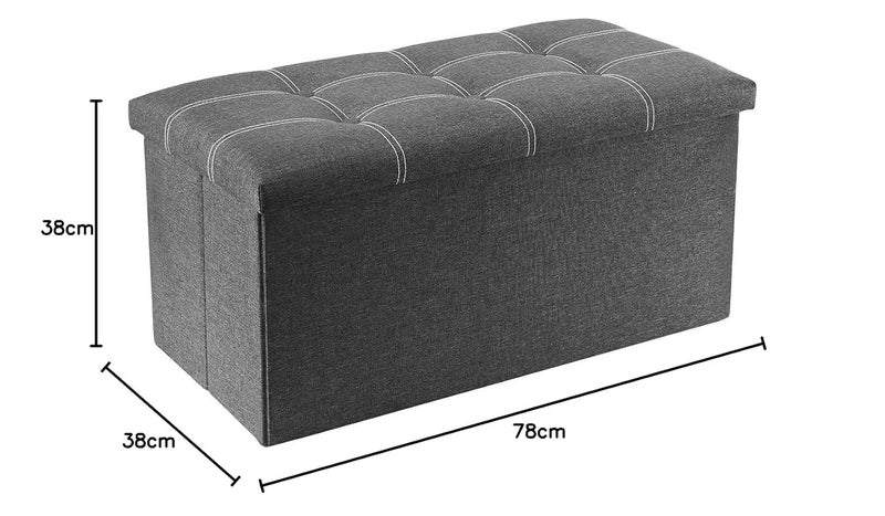 ASUVI Folding Storage Ottoman Long Shoes Sofa Bench Fabric Linen Footrest Stool Long Shoes Sofa Bench Fabric Linen Footrest Stool for Laundry Storage Space 76X38X38 CM Grey - Image 3