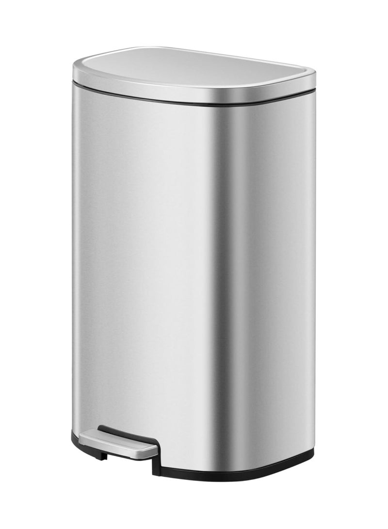 EKO EKO 45L Pedal Bin Dayton - Silver | Extra-Large Capacity Step Bin with Soft-Close Lid | Plastic Bag Fixer | Removable Inner Bucket | Durable D Shape Design  - Image 1