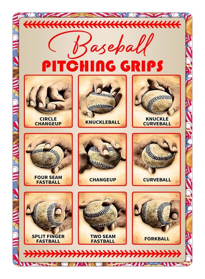 CrazySign Boy's Baseball Gifts Baseball Pitching Grips Sign Boys Room Decorations For Bedroom, 8 x 12 Inch（9602 - Image 1