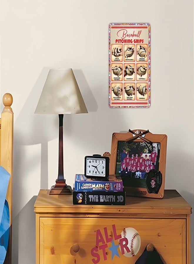 CrazySign Boy's Baseball Gifts Baseball Pitching Grips Sign Boys Room Decorations For Bedroom, 8 x 12 Inch（9602 - Image 4