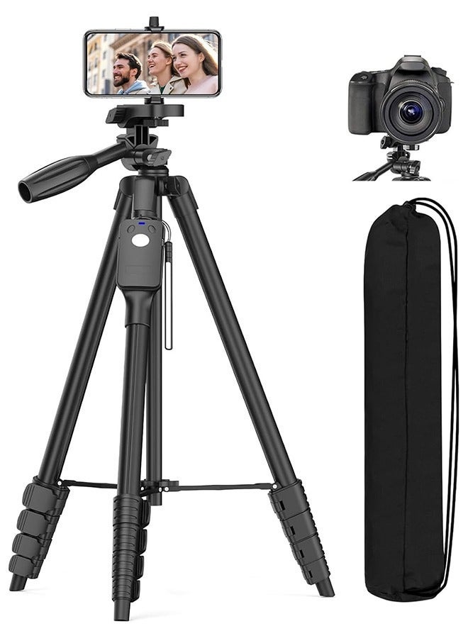 TONEOF 170cm Camera Tripod, 67" Camera Tripod with Travel Bag, Cell Phone Tripod with Remote, Aluminum Portable Tripod Stand with Phone Tripod Mount & 1/4”Screw, for Phone/Camera/Projector/DSLR/SLR - Image 1