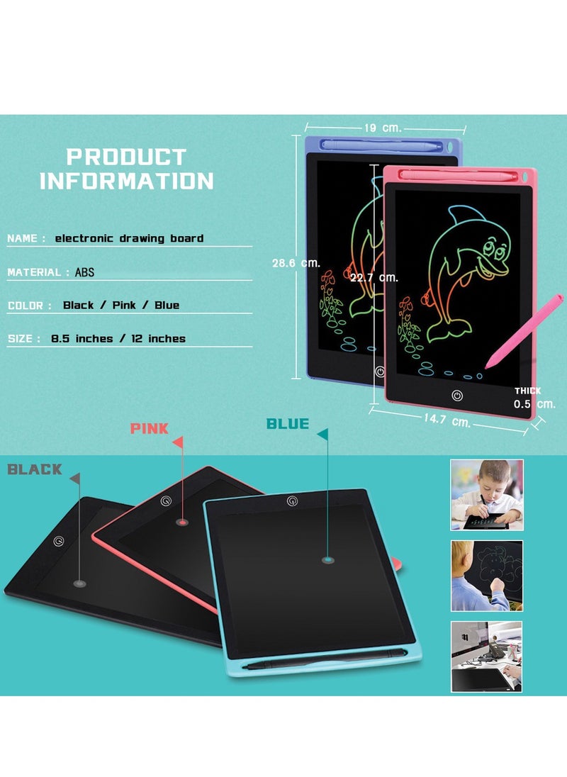 Generic - LCD Writing Tablet, Colorful Drawing Board, Educational Toys for Boys and Girls, Pink, 12-Inch - Image 1