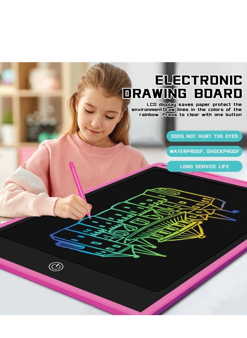 Generic - LCD Writing Tablet, Colorful Drawing Board, Educational Toys for Boys and Girls, Pink, 12-Inch - Image 1