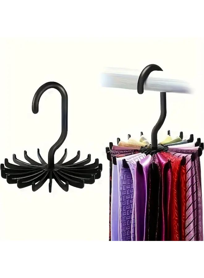 White Rotating Belt Hanger Wall Mounted Organizer For Scarves Coats Hats Accessories - Image 1