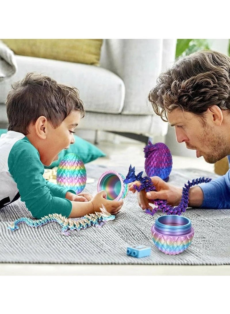 OMEVE 3D Printed Dragon Egg,Dragon Eggs with Dragon Inside,Crystal Dragon Fidget Toys,Full Articulated Dragon Dragon in Egg,Adults Fidget Toys for Autism ADHD (Random Rainbow Dragon Egg) - Image 2