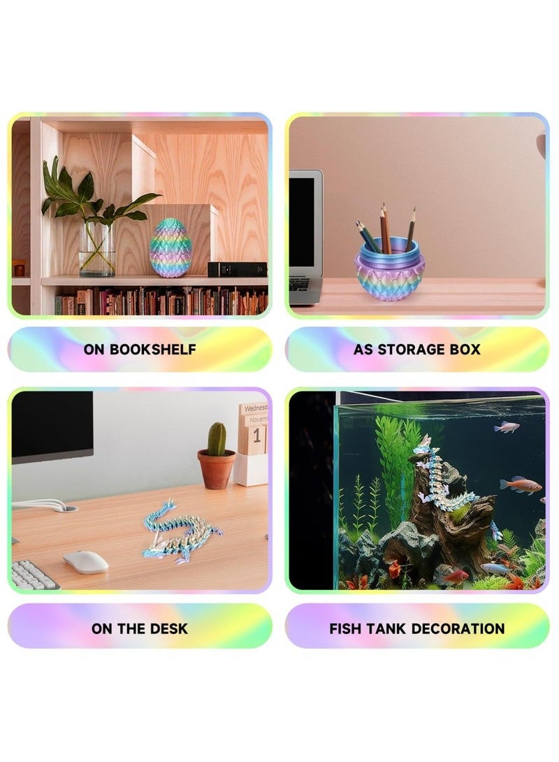 OMEVE 3D Printed Dragon Egg,Dragon Eggs with Dragon Inside,Crystal Dragon Fidget Toys,Full Articulated Dragon Dragon in Egg,Adults Fidget Toys for Autism ADHD (Random Rainbow Dragon Egg) - Image 4