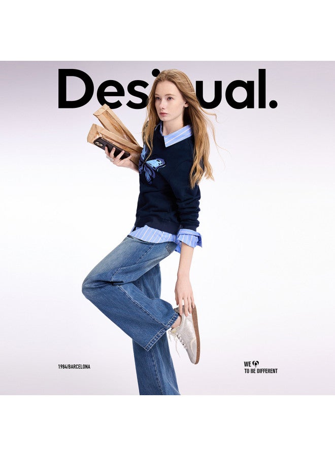 DESIGUAL هودي نسائي مزخرف بطبعة فراشة مدمجة لخريف/شتاء - Image 3